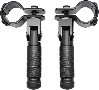 M8 Motorcycle Foot Rests Fit 1.22-1.29in Motorbike Brackets Foldable Foot Pegs Front Footpeg Rear Footpeg Anti-Skid Rearsets Folded Footrest 90 Degree Fixed Folding Passenger Pedal Supports(Black)