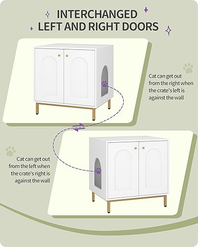 Miniatura 4 de Hzuaneri Caja de arena para gatos, muebles de caja de arena oculta, mesa auxiliar de madera para casa de mascotas, banco de gabinete de