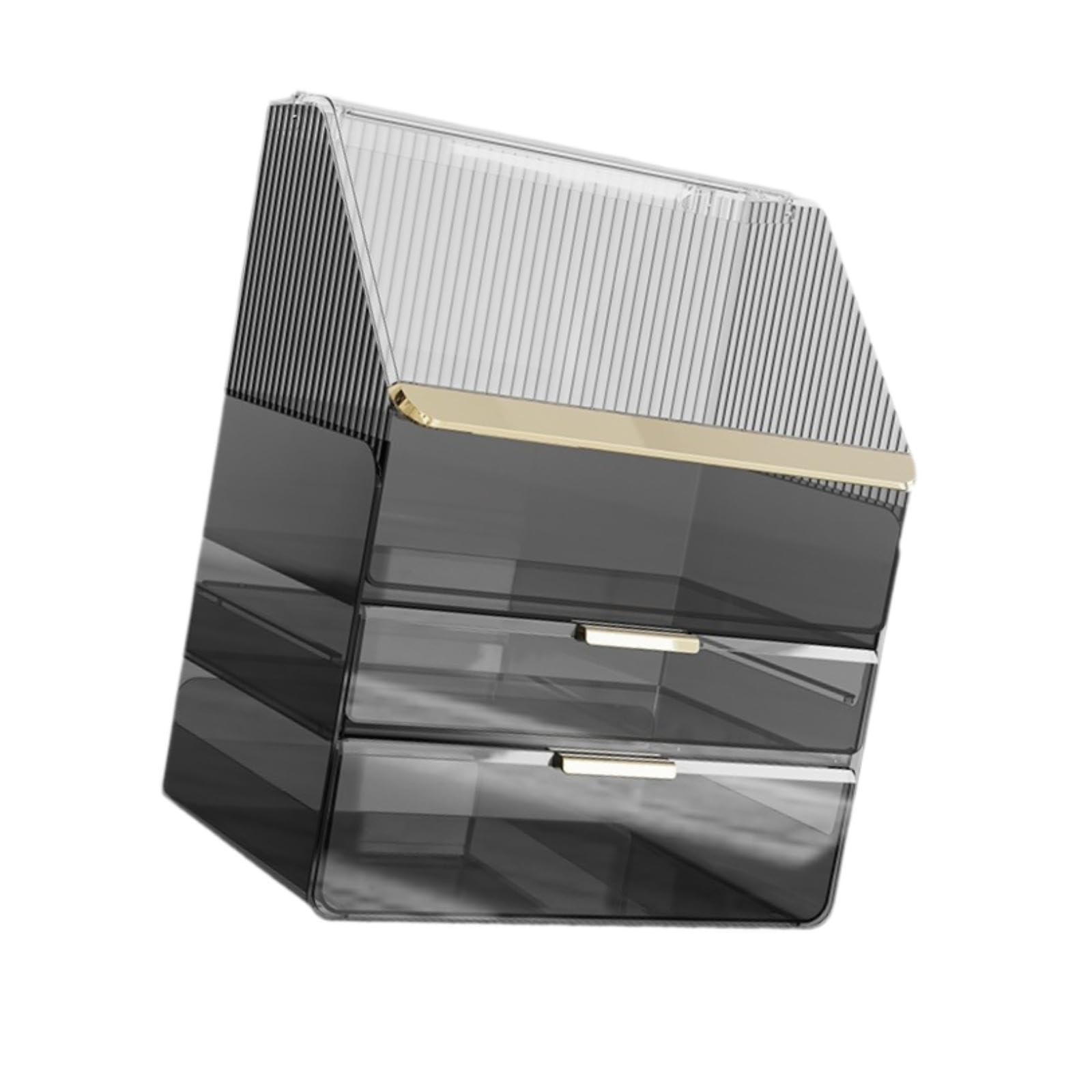 Organizador de Cosméticos Caja de Almacenamiento de Cosméticos con Cajón Alto Soporte de Belleza Multiusos Vitrina para Cremas Cajas Tocador, Negro