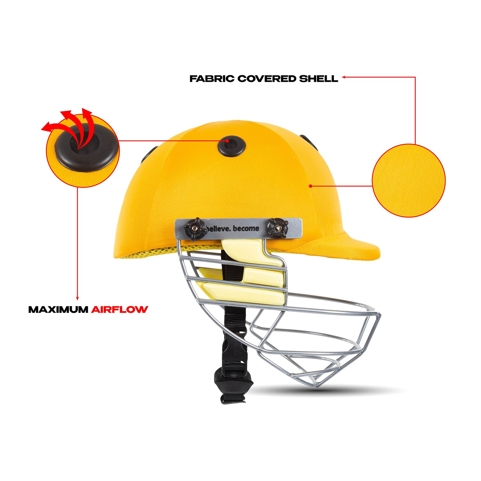 SG Blazetech Cricket Helmet - Yellow Large -4
