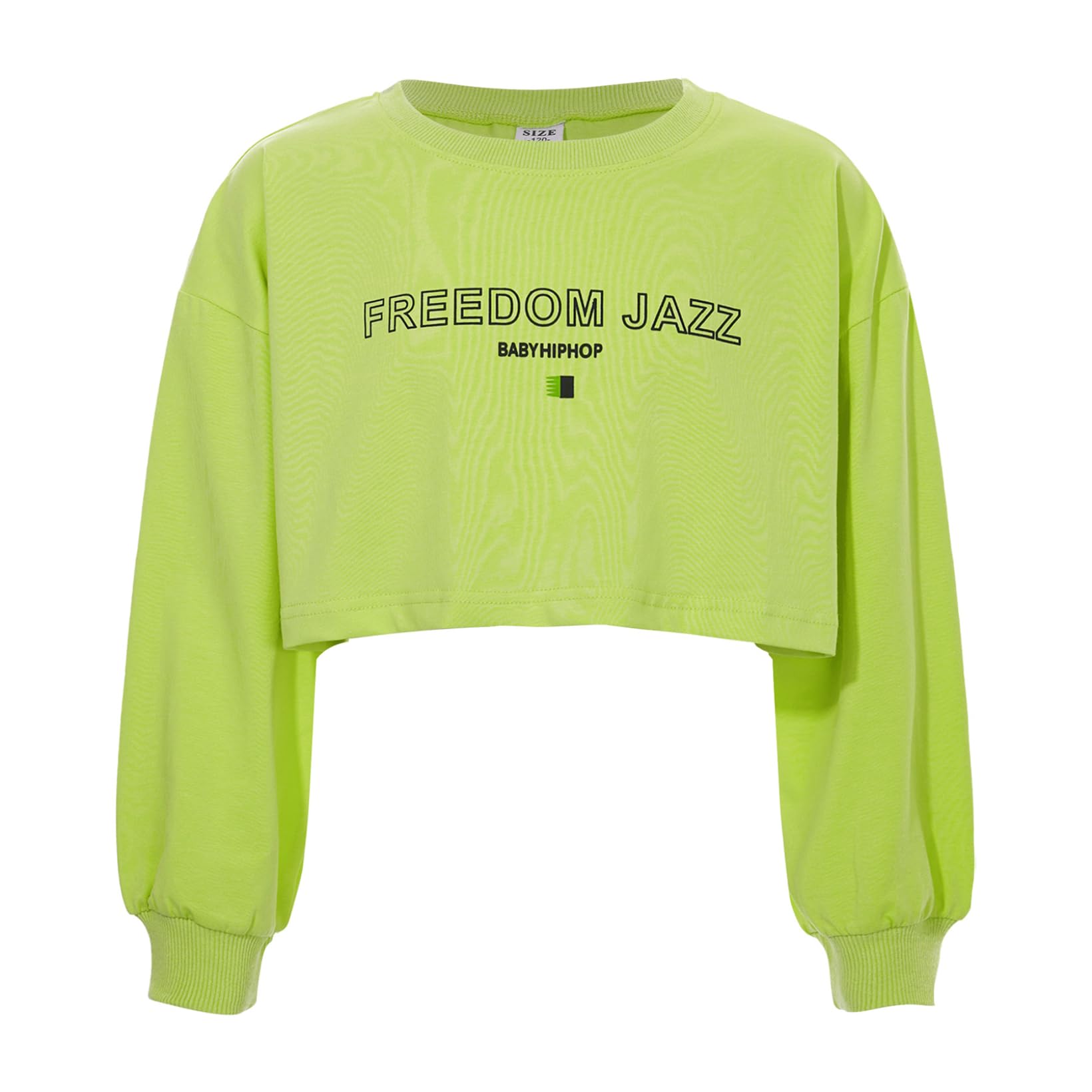JanJean Girls Loose Fit Crop Top Kids Long Sleeve Tank Top for Jazz Hip Hop Streetwear Dancing Performance Competition Green 11-12 Years
