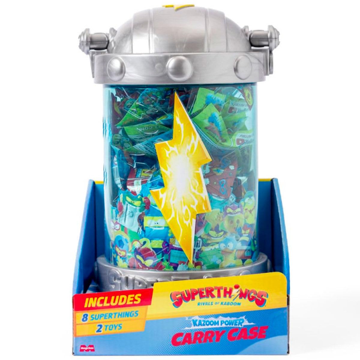 SUPERTHINGS KAZOOM Power Carry Case - Kazoom Capsule for Transporting and Storing Your Superthings - Includes 1 Carry Case, 8 Surprise Figures, 1 Hideout and 1 Megajet