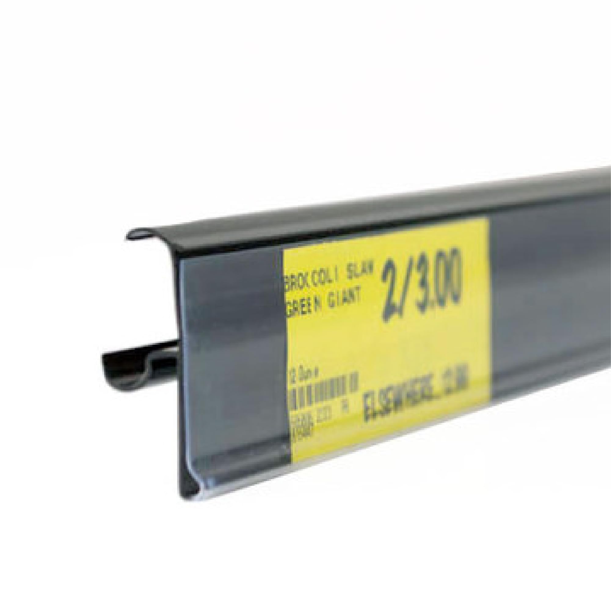 Price Tag Holder and Molding for Double Wire Cooler/Freezer Shelves | 28" Long | 1.25" High | 50 Pack | Black