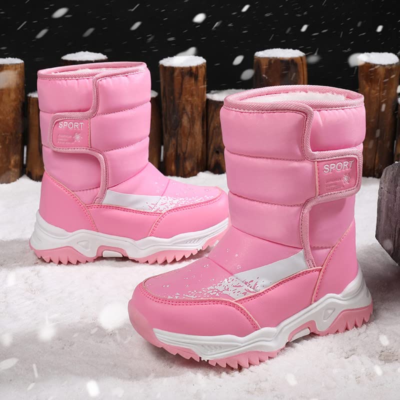 sfdgfhyf Little Kid Comfortable Boots Children's Camouflage Snow Boots Girls Boys Outdoor Boots (Pink, 14-14.5 Years Big Kids)3