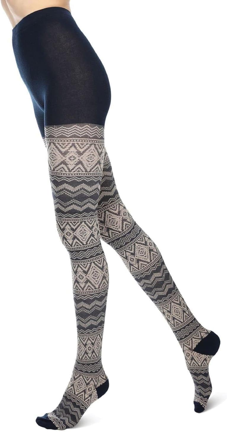 MeMoi Diamond Fair Isle Patterned Cotton Blend Sweater Tights