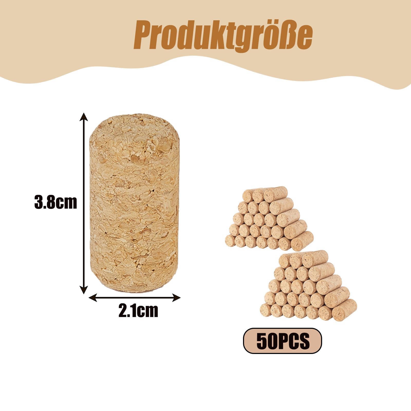 50 Pièces Bouchon Liege Bouteille Vin Réutilisable, Boule De