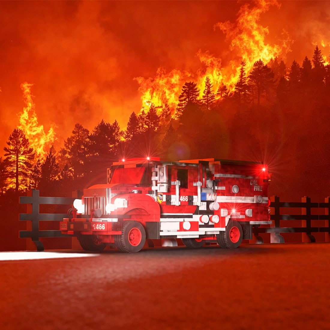 Feuerwehrauto LKW Klemmbausteine 767 Teile Waldbrand Feuerwehrwagen Bausteine, City Feuerwehr Auto Fire Fahrzeuge Bauklötze Geschenke für Erwachsene 16+- Entworfen von Silver Ridge