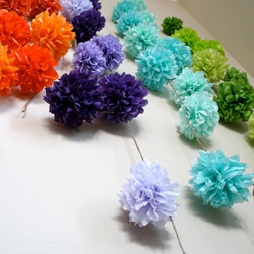 Miniatura 2 de 12 pompones de papel de seda verdes para colgar, pompones para decoración de fiestas de techo (verde oscuro, verde y verde claro)