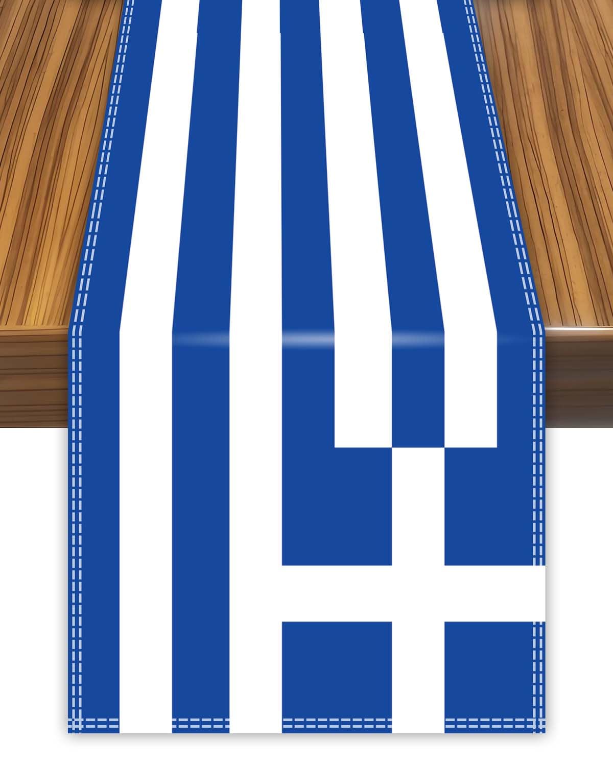 Greece Table Runner,Greek Flag Tablecolth for Dining Home Decor