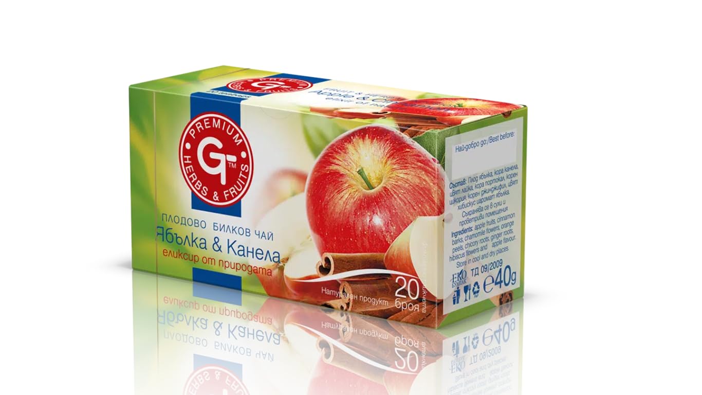 Premium GT Apple & Cinnamon 20 Tea Bag I Vegan & Rich in Antioxidants I Eco-Friendly & Biodegradable Tea I Supports Digestion, Bloating, Overall Wellness & Uplifts Energy I Hot or Iced Tea Bags