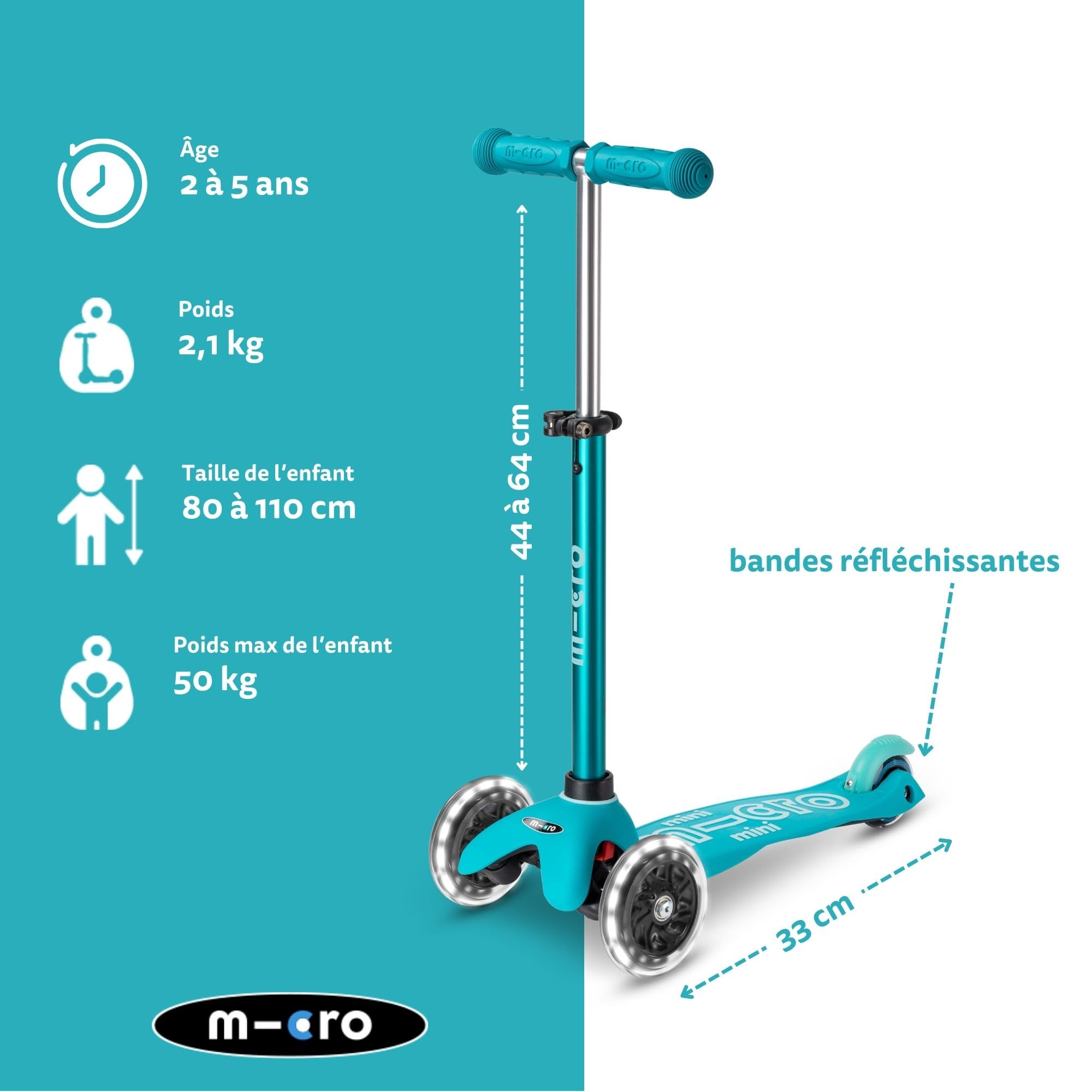 Micro | Mini Deluxe LED | Trottinette Enfant | 3 Roues | LED | L'équilibre et Motricité | 2-5 Ans