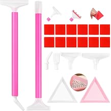24PCS Rhinestone Picker Tool Kit, 2pcs Dual-Ended Rhinestones Applicator Dotting Pen 8 Rhinestone Picker Handle with 12 Clay & 2 Storage Tray, Acrylic Bedazzling Tools for Nail Art, Diamond Painting
