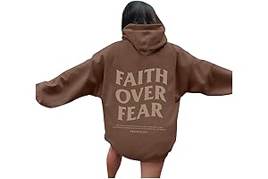 Women Fall Aesthetic Hoodies with Bible Verse Inspirational Faith Over Fear Print Pullover Outerwear Tops