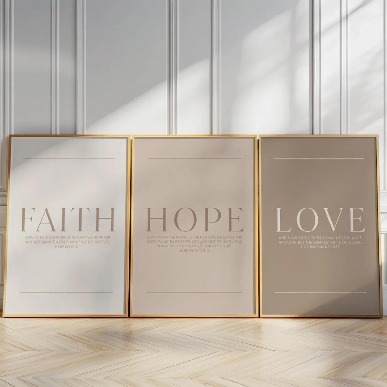Baibexing Modern Faith Hope Love Christian Bible Verse Scripture Wall Art Print Canvas Painting Poster Picture For Living Room Home Decor 30X40Cmx3Pcs Unframed