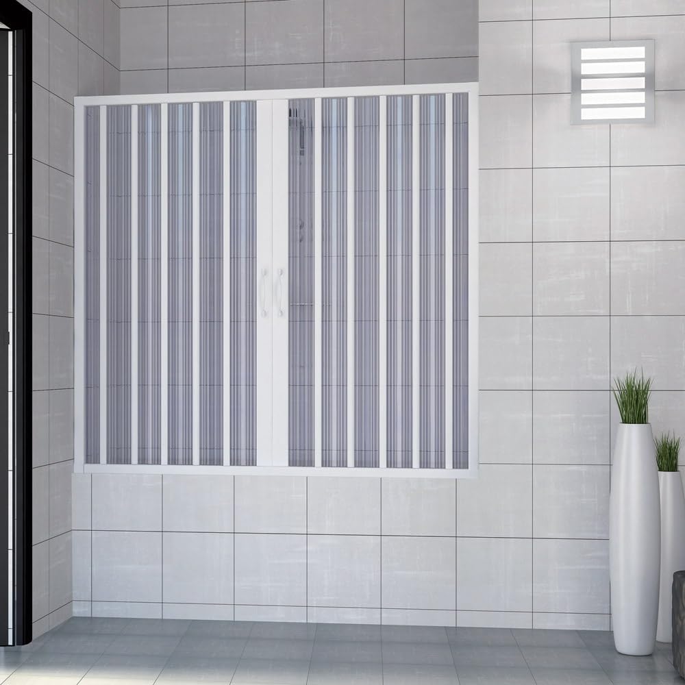 ROLLPLAST PINTO Puerta Mampara de bañera 170 CM de PVC Mod. Nina con Apertura Central
