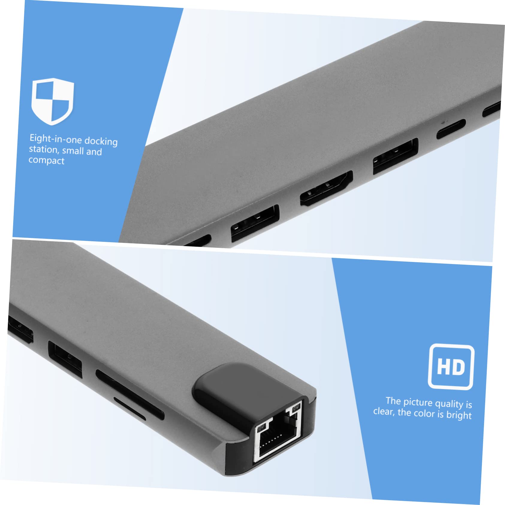 Hub USB Tipo C Adattatore Tipo C Jack Otto in Lega di Alluminio Porta Pd 87w e Uscita 4k 30hz, Docking Station per Computer e Smartphone