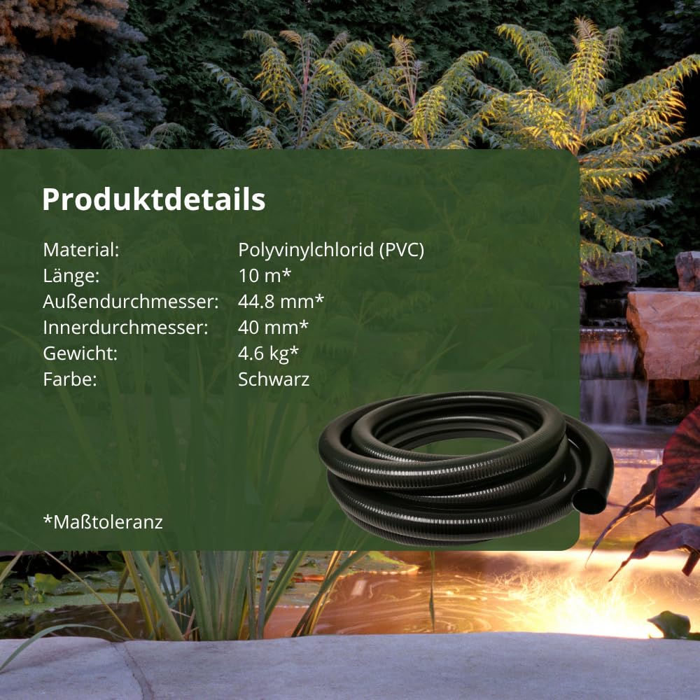 Profi Teichschlauch 40 mm Top Qualität 10 Meter verklebbar (PVC) V Type
