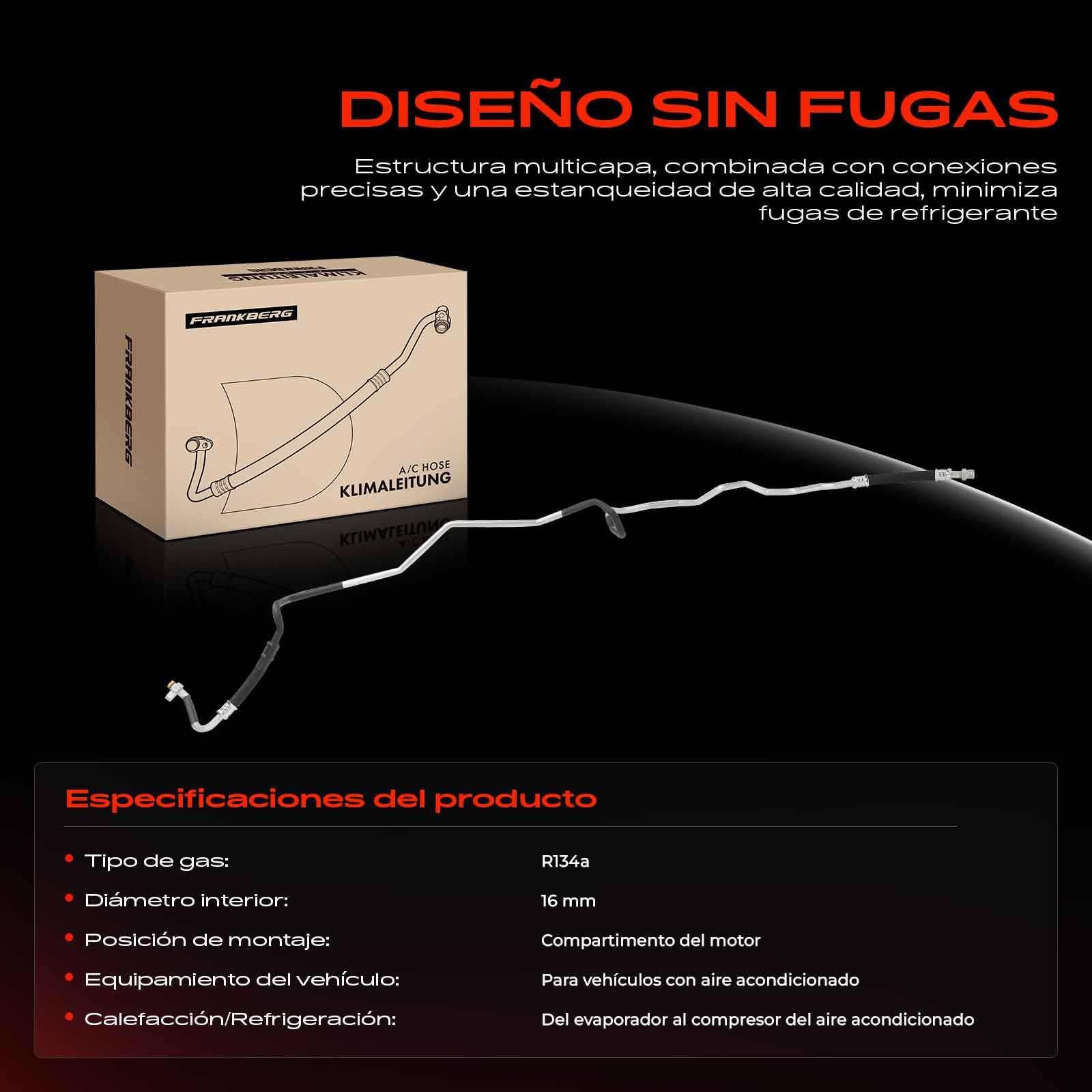 Frankberg Tubería de alta/baja presión aire acondicionado | 7E1820888A; Compatible con: T.r.a.n.s.p.o.r.t.e.r V Furgoneta 7EA 7EH 7HA 7HH