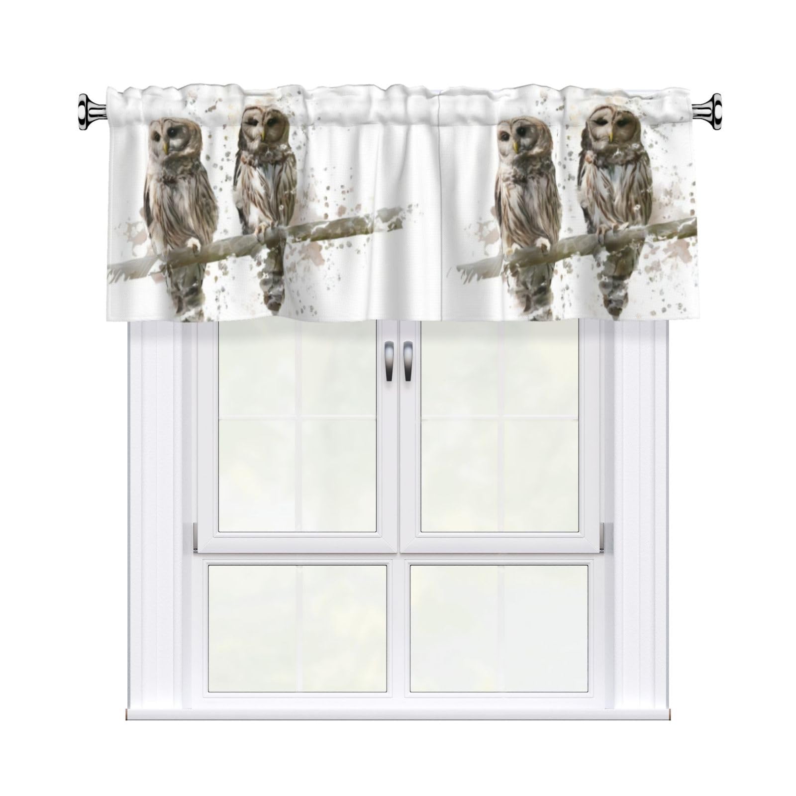 YYHHAOFA Owl on The Tree Branch Prints Durable Kitchen Window Layer – 54x18 Inch 100% Polyester Valance with Precision Construction