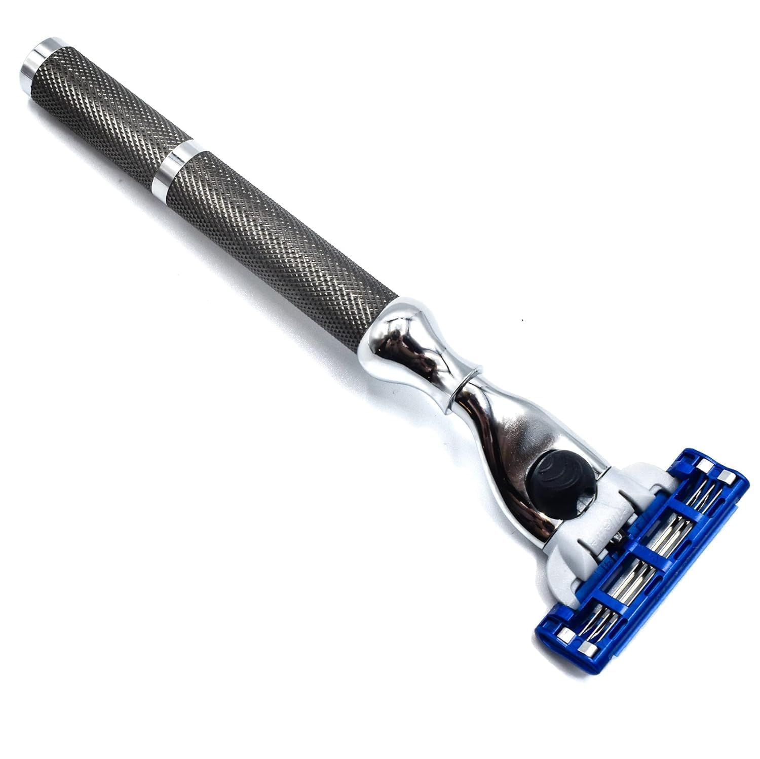 Parker Safety Razor Rasoio in Metallo a Tripla Lama - Compatibile Con Gillette Mach 3, Rasoio a Cartuccia Multilama, Telaio in Ottone Massiccio Con Cromatura - Nero
