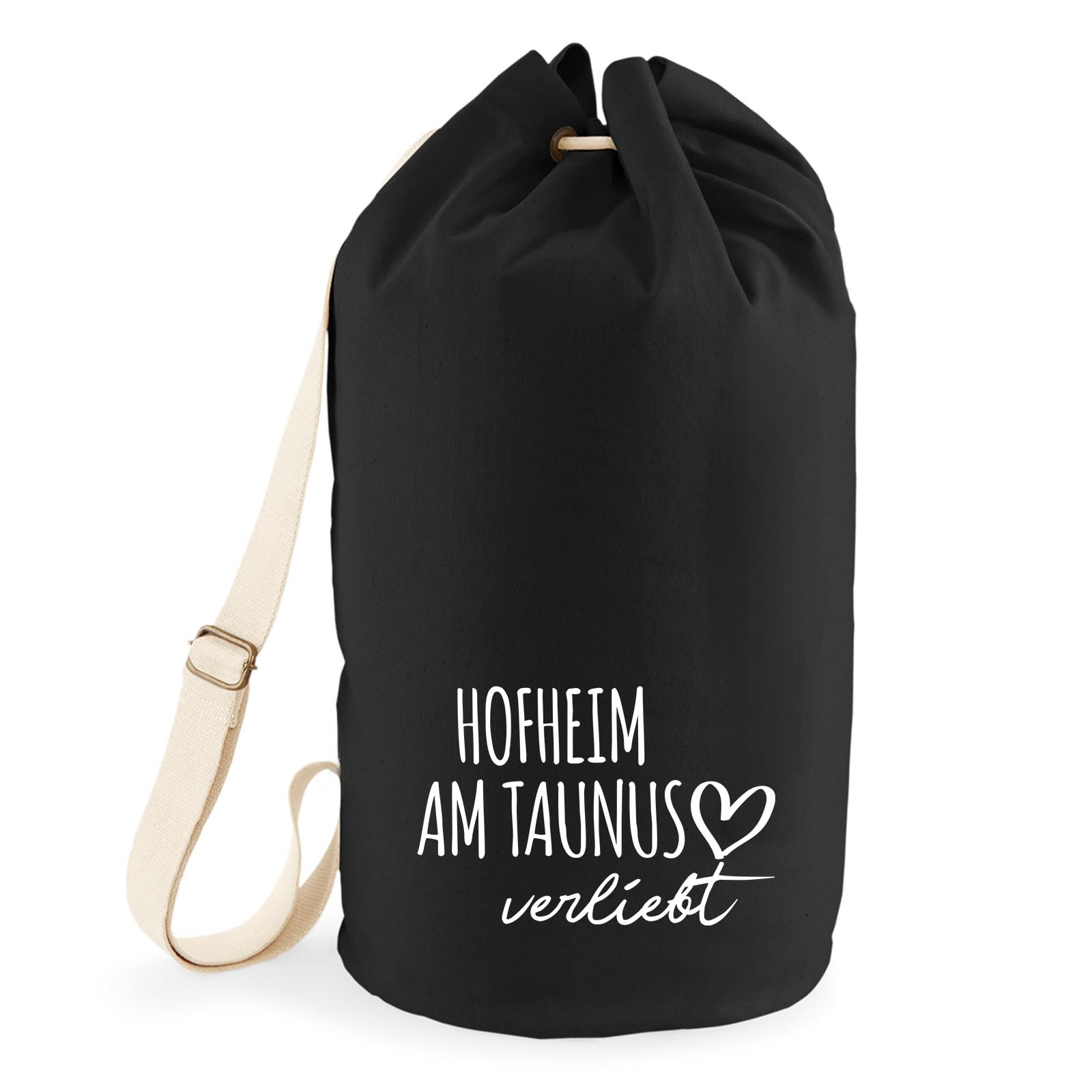 Huuraa Seesack Hofheim am Taunus verliebt 20 Liter Black Baumwolle Rucksack Geschenkidee