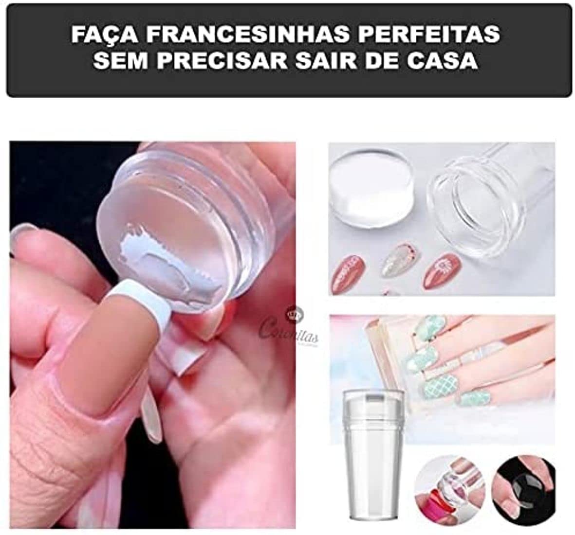 Tusig Club Nail Art Stamper, Clear Silicone Stamping Jelly with Scraper, Transparent Visible Body, No Misplacement for DIY Nail Decor (Clear) 2