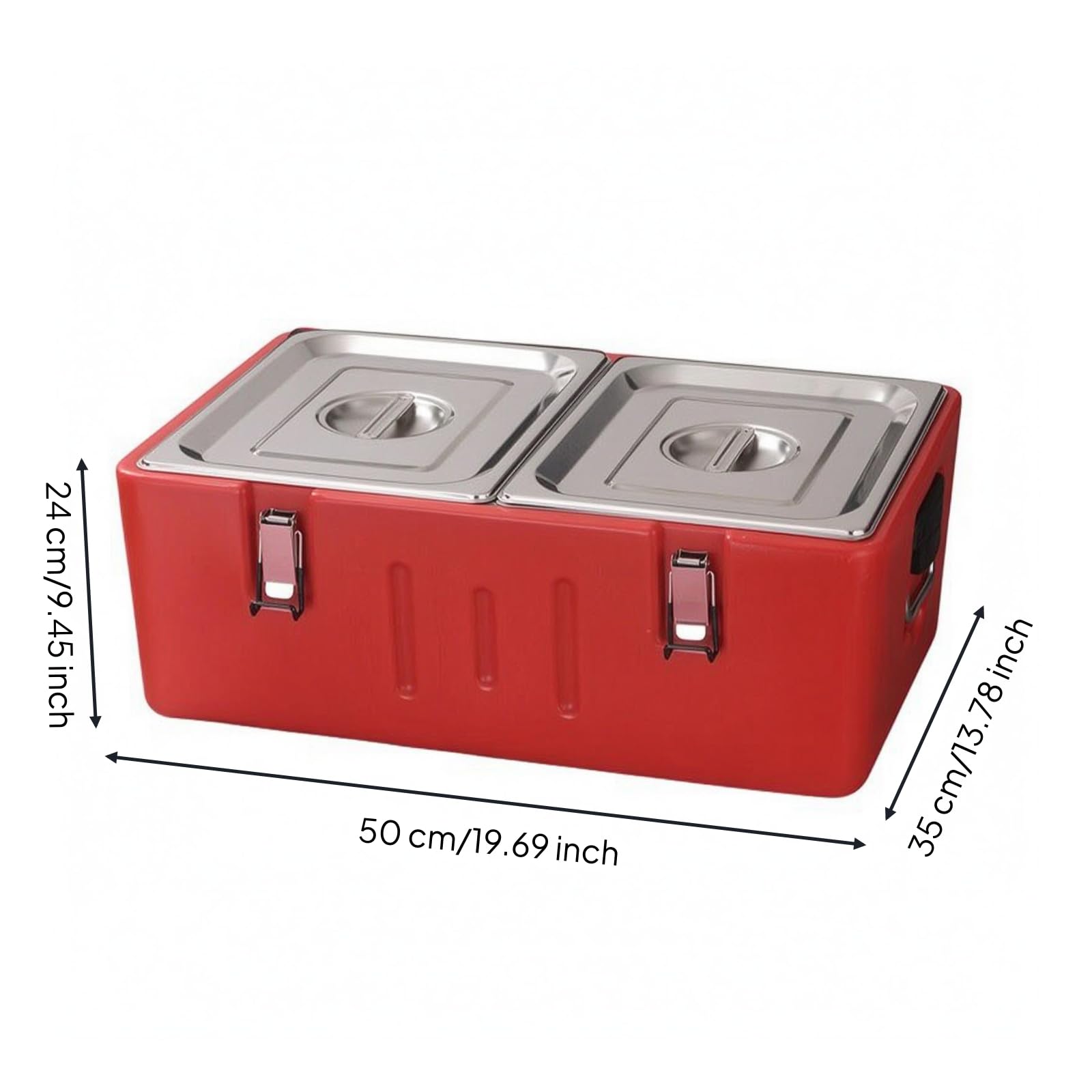 Contenedor Térmico Rectangular con Cierres Metálicos Caja Térmica Rígida Reutilizable Utensilio Comercial para Catering, Doble Compartimento