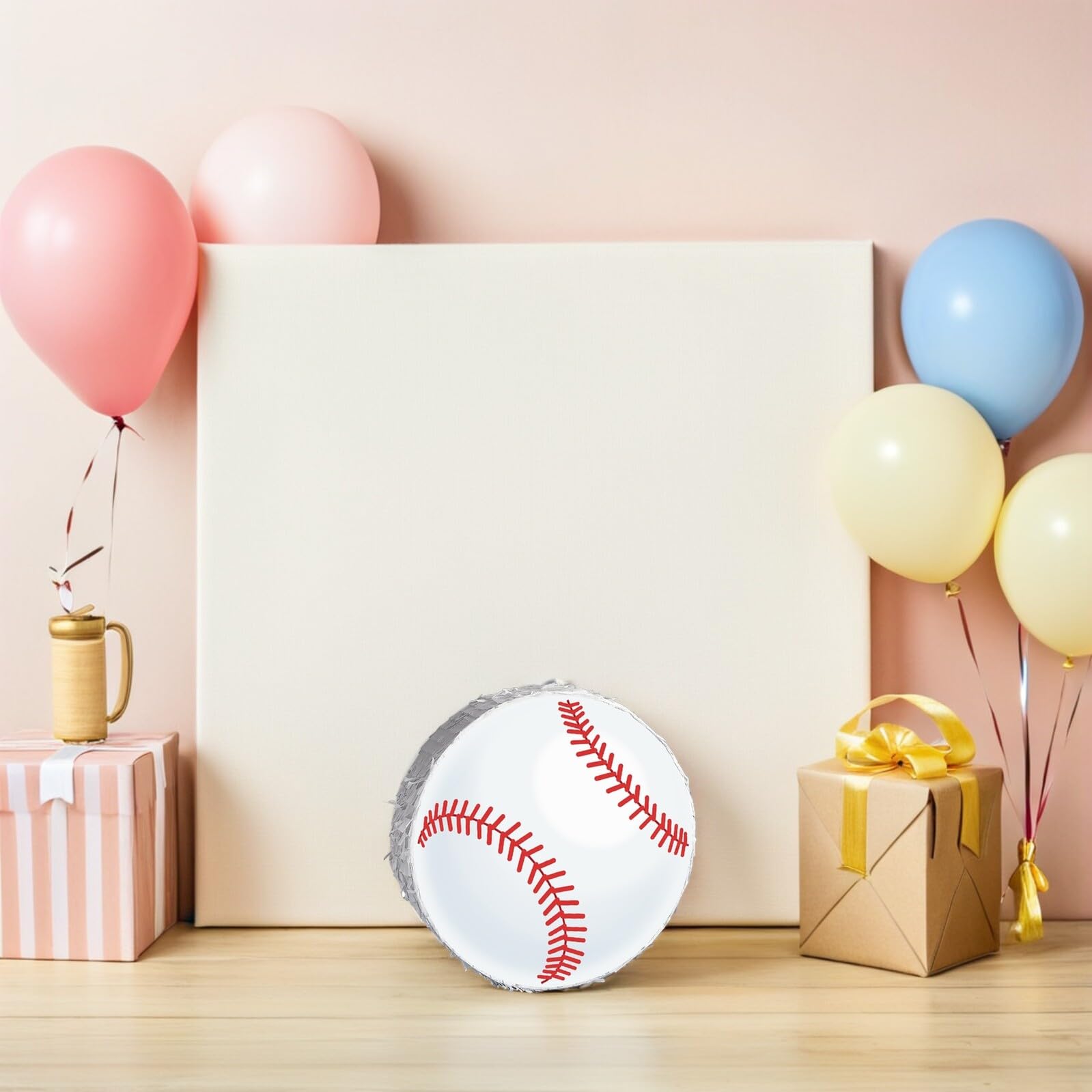 Abaodam Piñata de Béisbol para Fiesta Deportiva Infantil con Cartón y Papel Crepé Incluye Antifaz y Bate Resistente Decoración Colgante Fácil de Rellenar Juego Temático para
