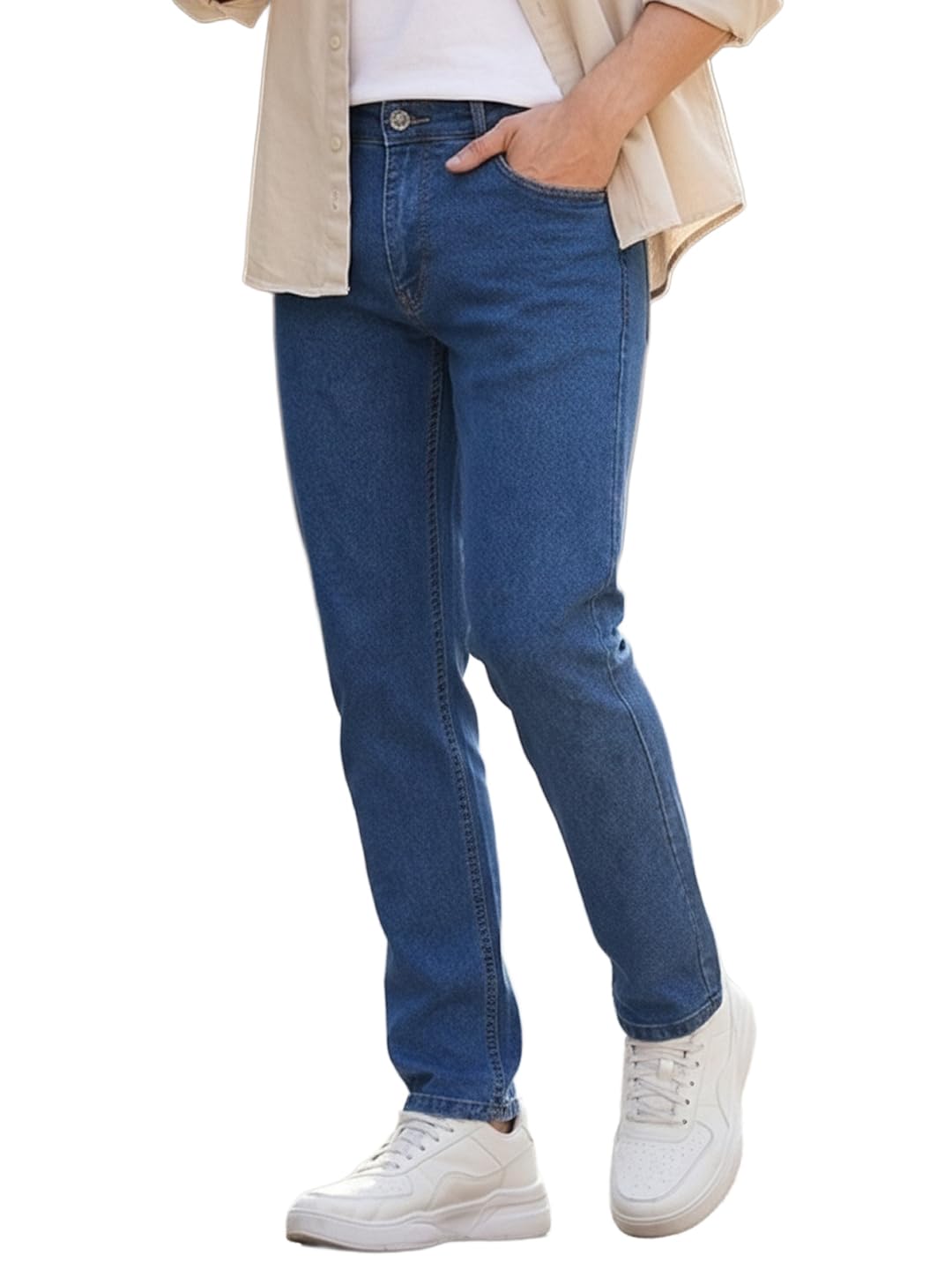 Men's Slim Fit Solid Jeans Stretchable