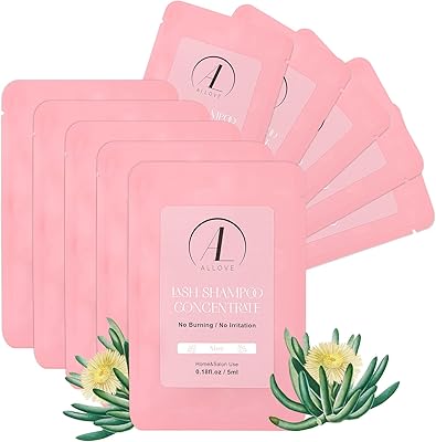 ð€ð‹ð‹ðŽð•ð„ Lash Shampoo Concentrate 5ml*10 Lash Shampoo for Lash Extensions Sensitive and Non-irritation Lash Extension Cleanser Concentrate - Makes 10 Bottles 50ml Lash Shampoo Salon & Home Use - Aloe