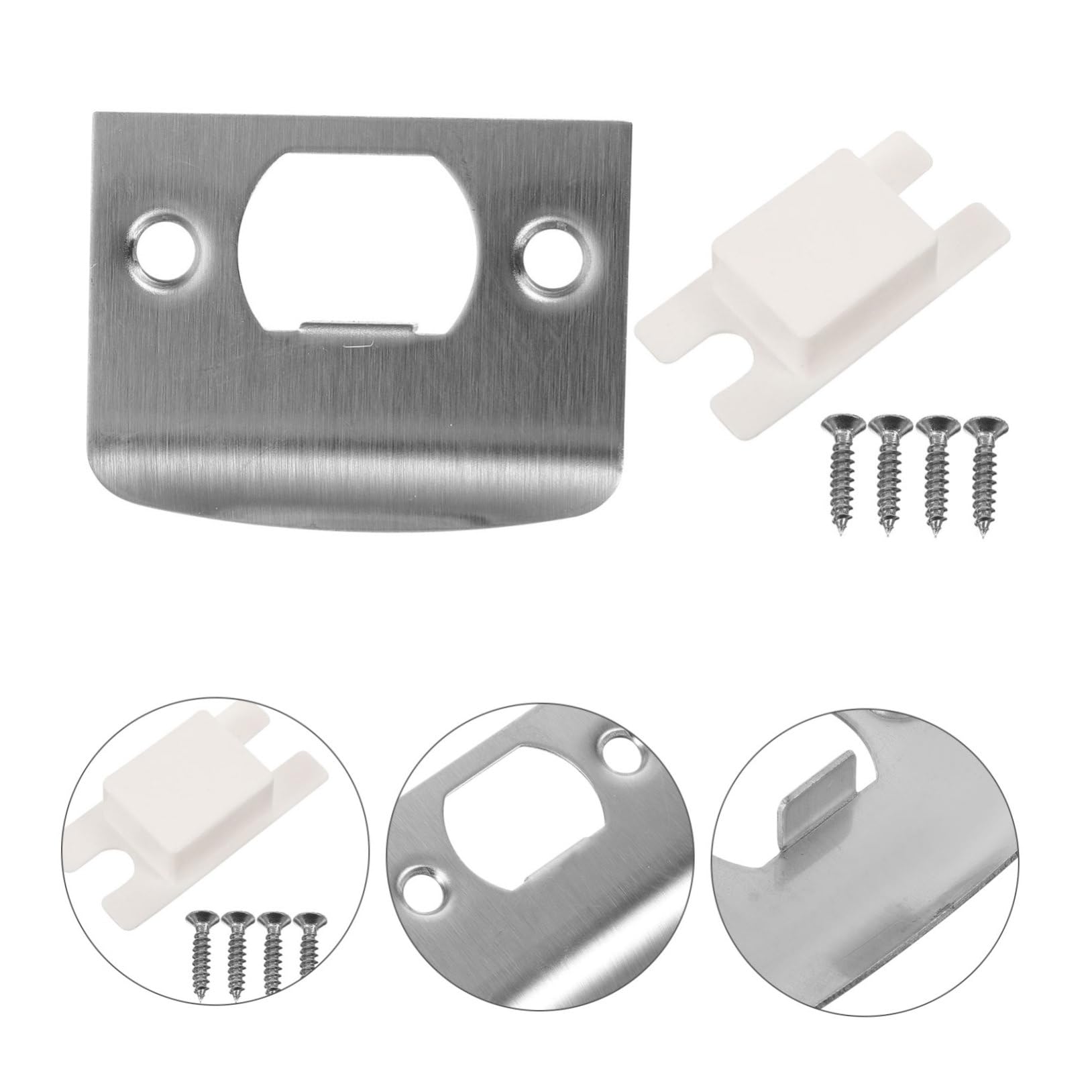 Operitacx 20 Ensembles Guide De Serrure De Porte Intérieur Loquet De Remplacement Plaque Pour Gâche De Pêne Dormant Assiettes Verrou Porte Renfort De Porte Acier Inoxydable Silver