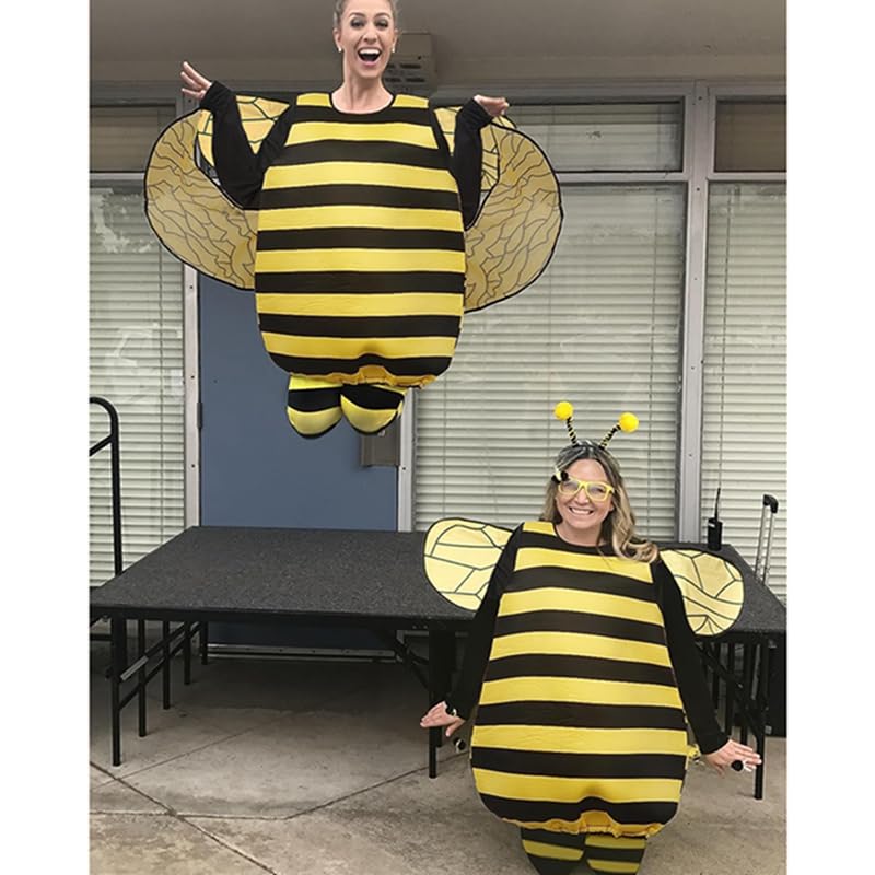 Edhomenn Women's Halloween Bee Costume Bee Queen Cosplay Dress, Wings, Headband, and Arm Sleeve Party Fancy Dress (03 Yellow, S) - Image 4