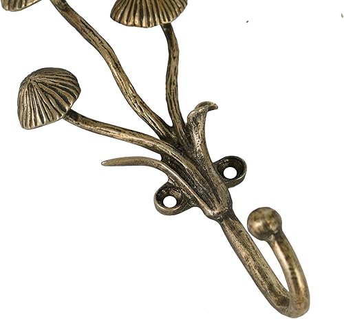Miniatura 7 de SOFFEE DESIGN 2 ganchos de metal dorado con forma de hongos 3D, para entrada, baño, dormitorio, decoración de granja