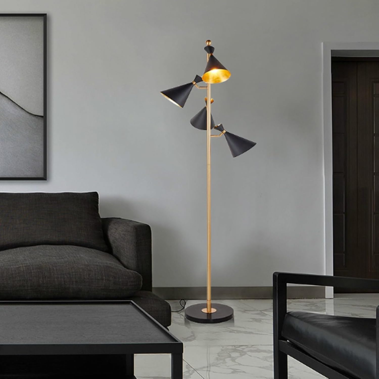 Lámpara de Lectura Ajustable de Hierro lámpara de Cano de lámina Dividida Ajustable Adecuado para Sala de Estar Comedor salón de Estudio lámpara de pie Dormitorio