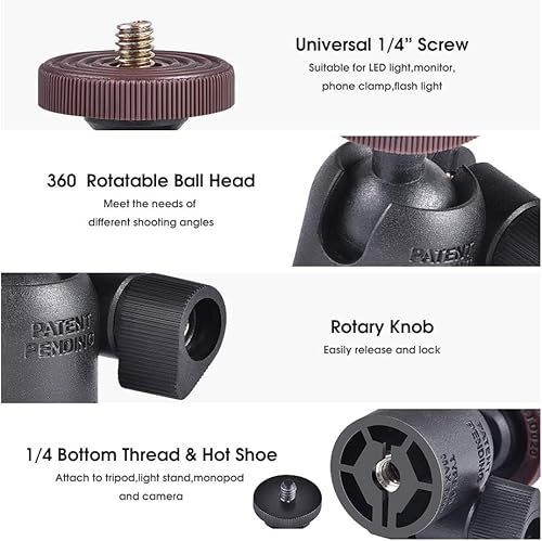 Miniatura 4 de Soporte de cámara de cuello de cisne con cabeza de bola giratoria y adaptador de tornillo de 14 pulgadas, soporte para teléfono, brazo de tubo