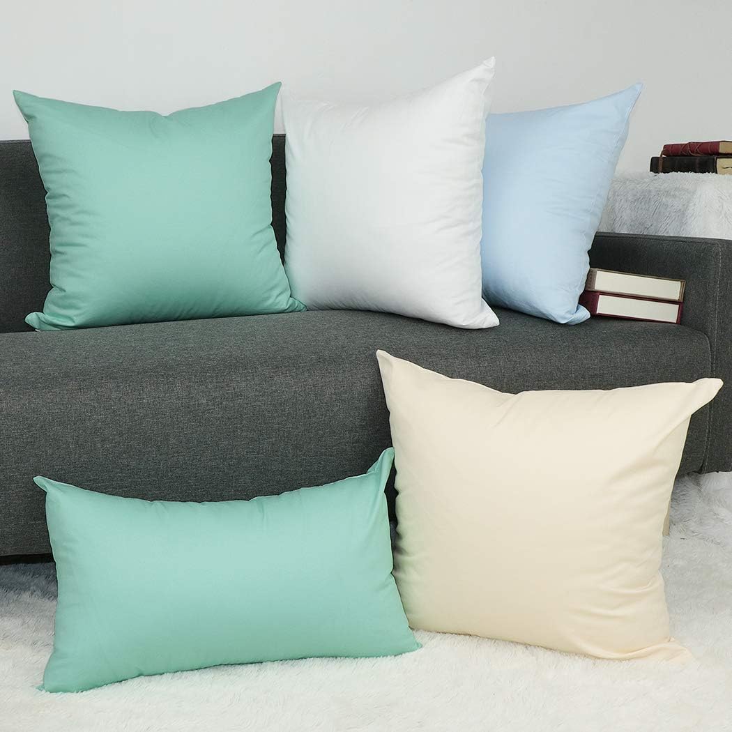 Coddsmz 4 Pack Decorative 100% Cotton Pillow Covers Square Cushion Cover Solid DIY Throw Pillowcase for Home Bed Sofa Halloween Christmas,Beach Glass,4 Pack-18" x 18"/45x45cm