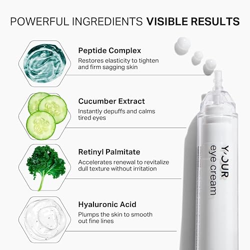 Miniatura 4 de Y'OUR Crema para ojos compleja de retinol y péptido antienvejecimiento para ojeras, hinchazón, arrugas y patas de gallo hidratante y reparación