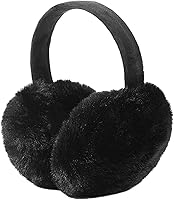 Lanenow Faux Fur Ear Muffs for Women Men - Soft Foldable Winter Ear Warmers for Running Cycling Hiking Outdoor