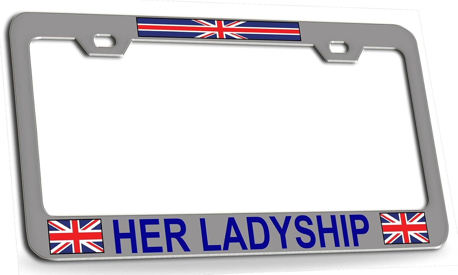 HER Ladyship British Steel Metal License Plate Frame cbu, L8