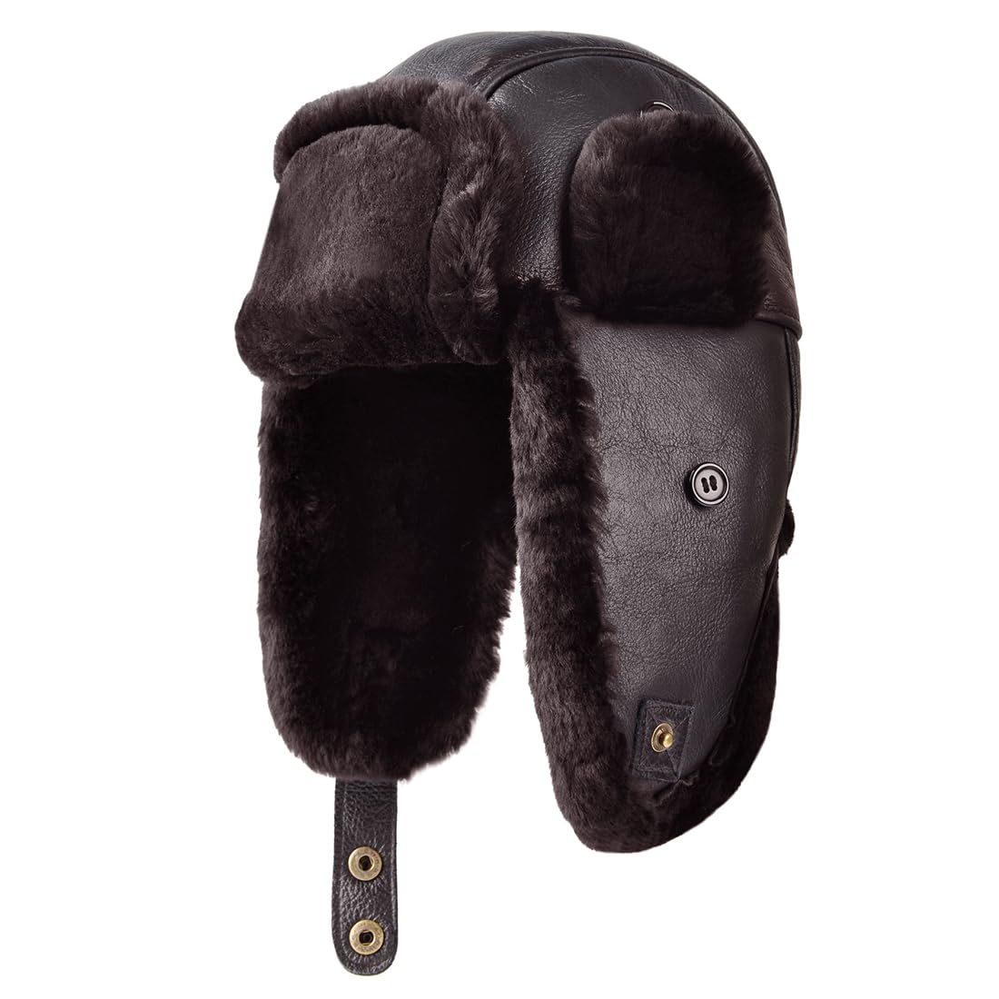 Harssidanzar Gorro de Aviador Gorro de Invierno para los Hombres Las Mujeres Genuino de Piel de Cordero de Cuero de Sombrero Trapper Caliente Orejeras CU603EU