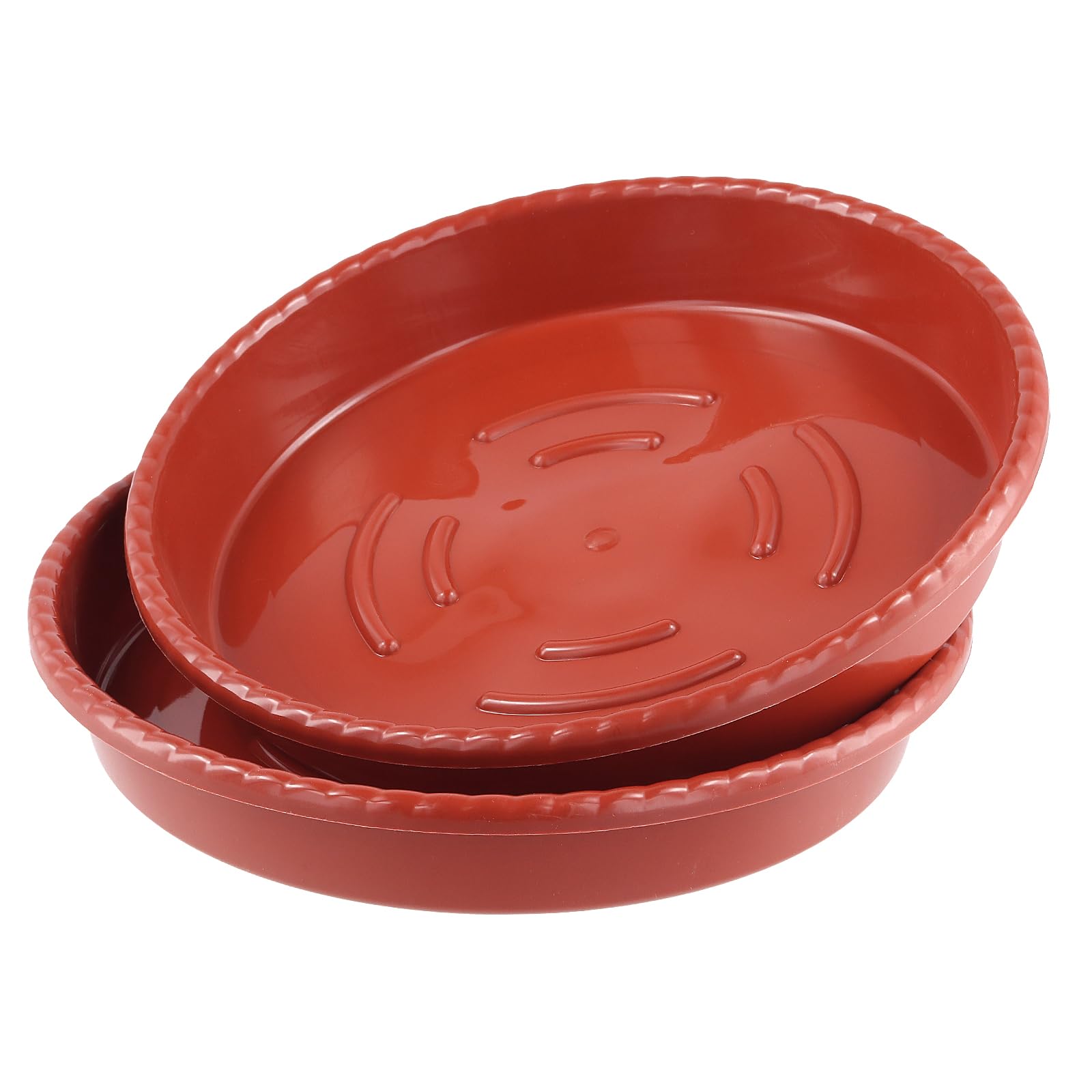 MUKLEI 25 Platillos Rojos para Macetas de 25 cm - Bandejas de Plástico Redondas con Encaje - Bandeja de Goteo para Plantas de Interior y Exterior - Suculentas, Flores, Jardín