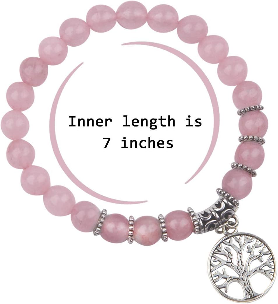 Jardme Healing Crystal Bracelets for Women, 8mm Beaded Natural Stone Stretch Chakra Bracelets Tree of Life Bracelet Jewelry Gifts for Women - Image 5