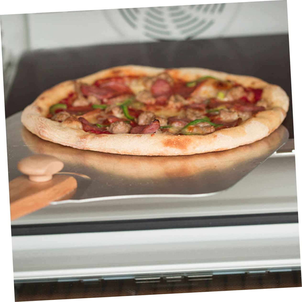 2 Stück Teiliges Set Faltbare Aluminium Pizzaschaufeln mit Holzgriff und Teigschaber für Pizza und Pfannkuchen Hitzebeständig und Praktisch für Küche