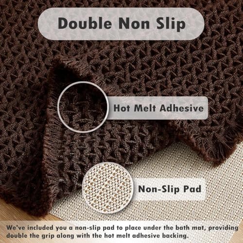 Image of HomeCloud Waffle Bath Mat, Super Absorbent Non Slip Mats for Bathroom Floor, Machine Washable Bathroom Rugs with Tassels,Ultra Soft