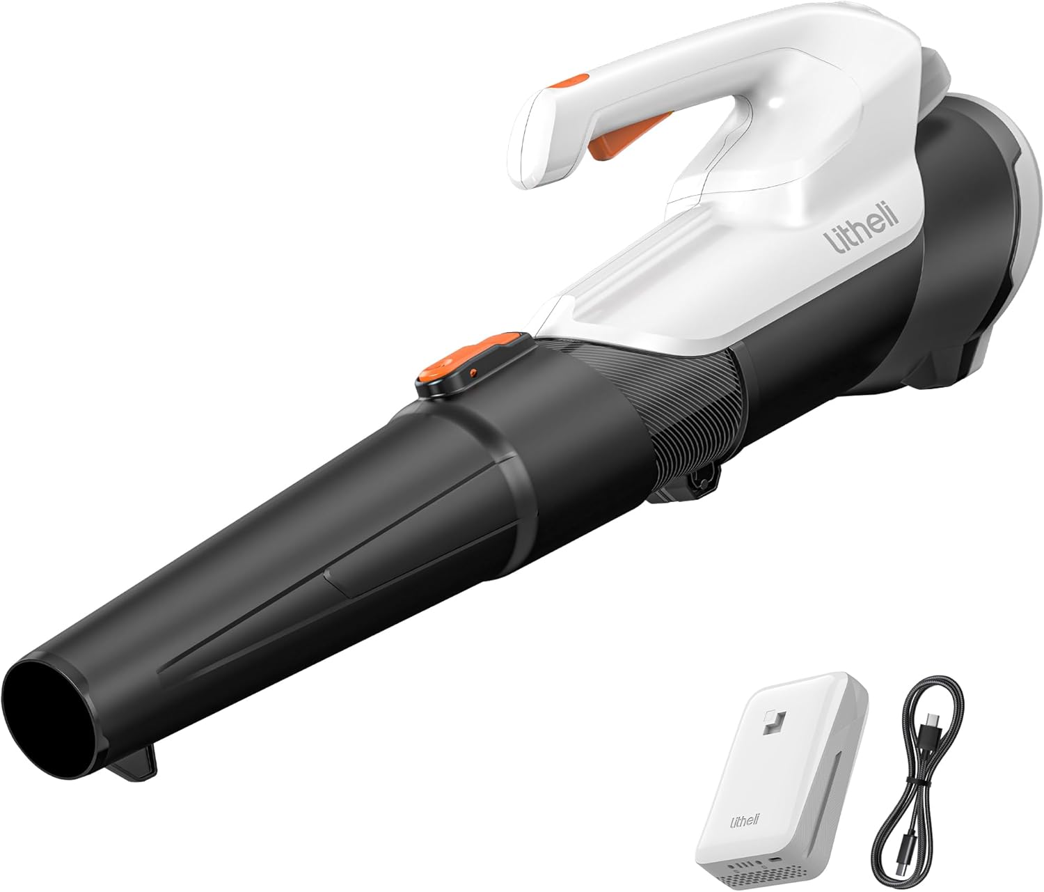 Litheli 20V Cordless Leaf Blower Battery Powered Leaf Blower, 2.0 Ah Battery Lightweight 2 Speed Mode Electric Blowers for Lawn Care, Patio, Snow, Dust, Blowing Leaves