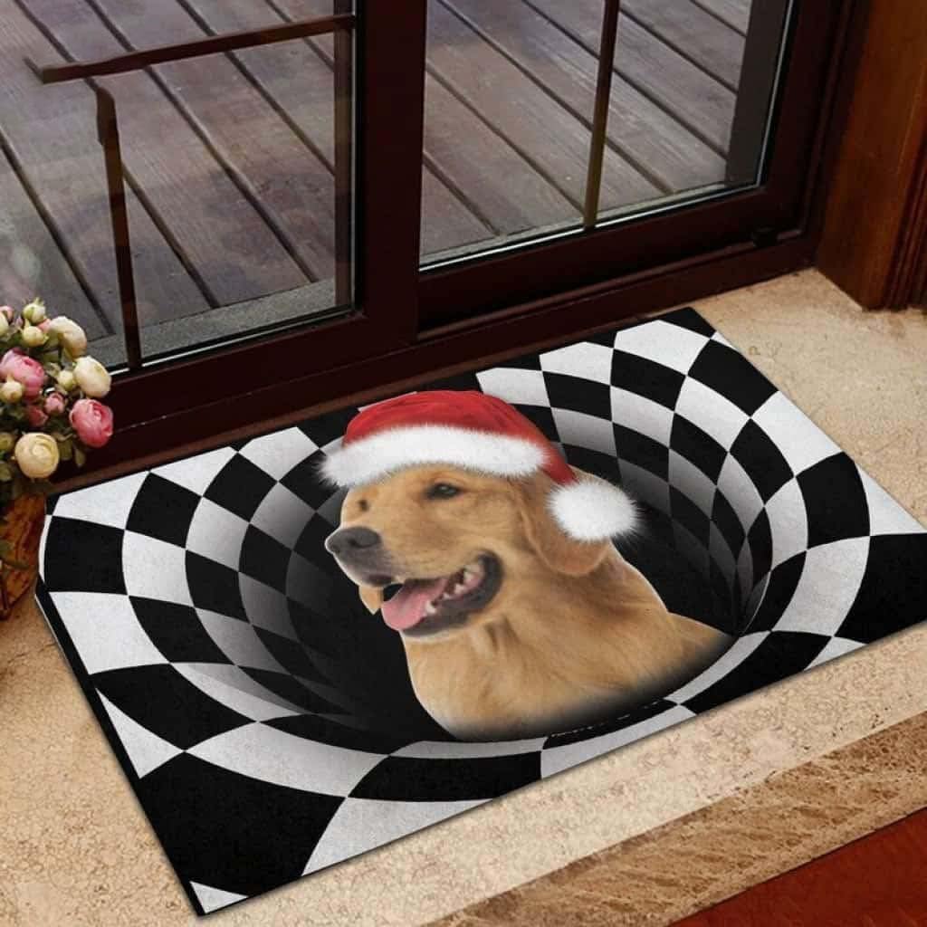 Paillasson de Noël avec Golden Retriever humoristique pour célébrer en famille