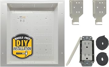 DataComm Electronics 45-8011-1P Multi-Functional Recessed Media Box with Integrated Duplex Power Receptacle For Seamless Home & Office Connectivity Solutions, In Wall Box, Hides TV Outlet & Ca...