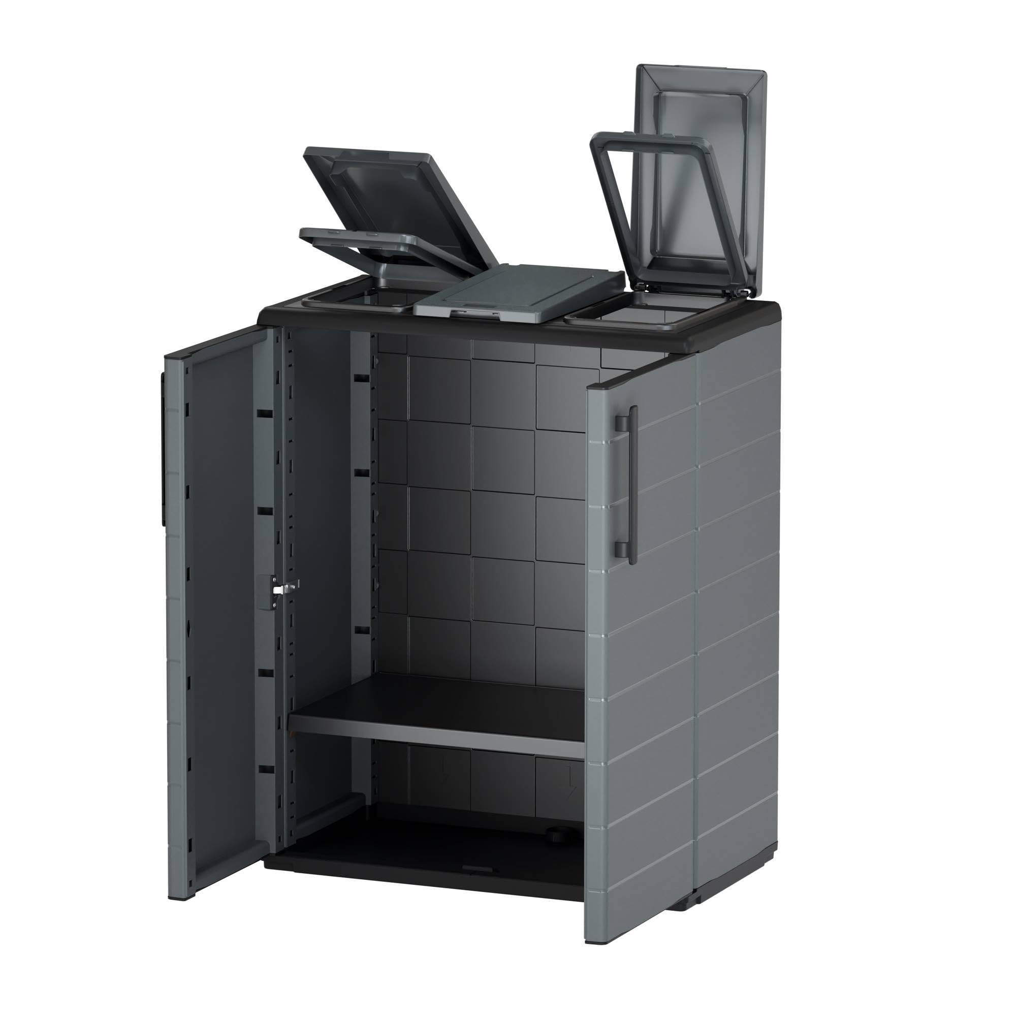 Armoire demi-hauteur pour tri sélectif au balcon ou dans le garage