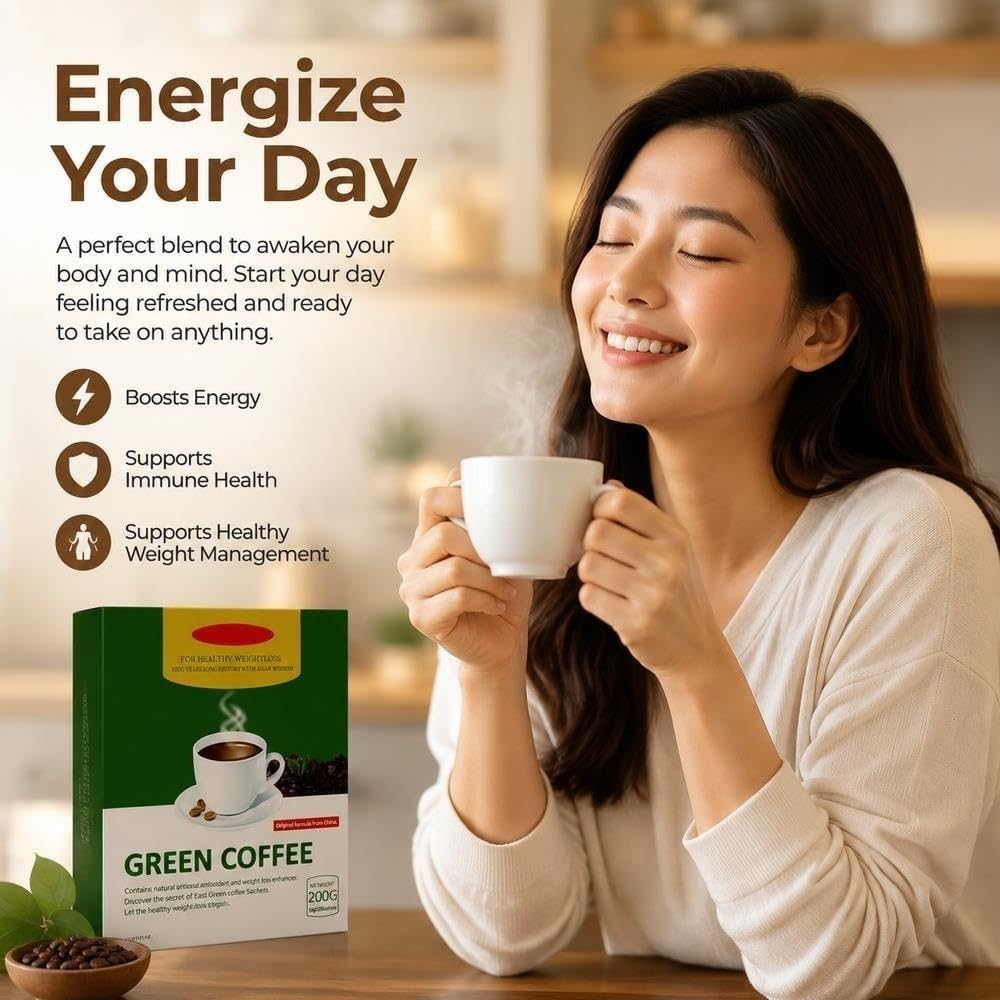 Miscela probiotica for la salute dell'intestino con caffè verde | Polvere di caffè benessere a basso jitter for supporto digestivo vegano(3pcs)