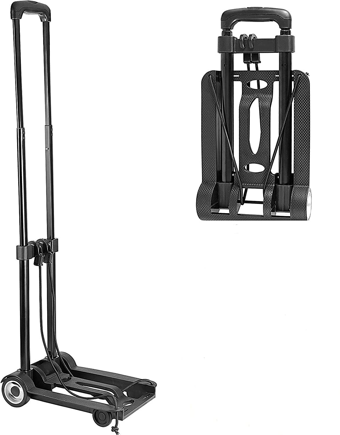 Skyzone Portable Folding Trolley - Heavy Duty Structure Utility Cart for Luggage Moving, Multipurpose Use - Stainless Steel & Plastic Construction-image-3